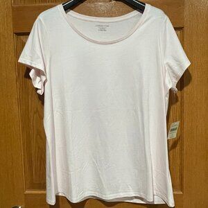 COLDWATER CREEK Women's Plus 1X Essential Scoop Short Sleeve Tee Pink Shirt NWT